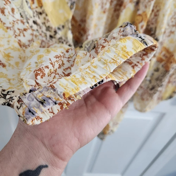 Good Hart Matilda Jane 3/4 sleeve relaxed metallic patchwork craftcore blouse LG - Picture 7 of 9